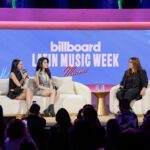 La Joaqui and Kenia Os speak during the Billboard Latin Week Miami at The Fillmore Miami Beach.