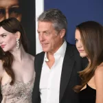 Hugh grant with costars on premiere of Heretic film