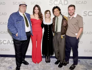 star cast of sweethearts at premiere in SCAD Savannah Film Festival.